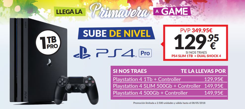Malgastar Tranquilizar Húmedo El Plan Renove de PS4 Pro en GAME desde 129,95€ vuelve este mes de abril  2018 - SomosPlayStation